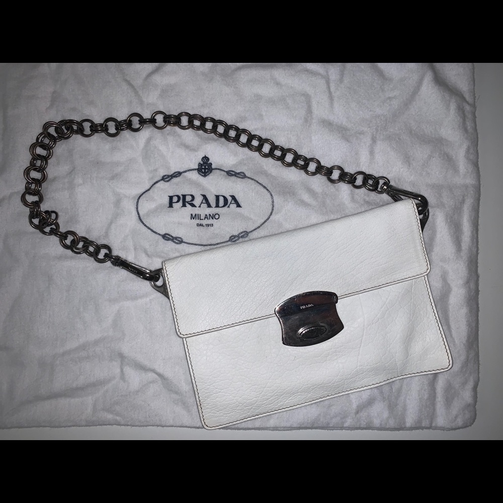 Authentic Prada mini baguette pochette deerskin